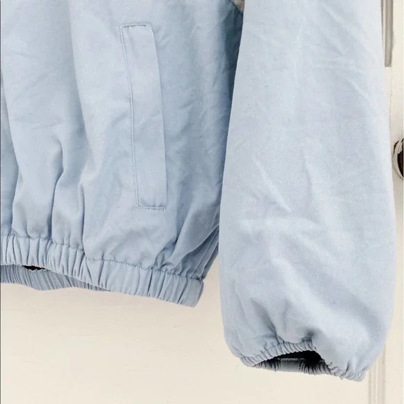 Vintage Navy Blue and Light Blue Color Block Cotton Zip Up Jacket with Hood - Picture 9 of 11